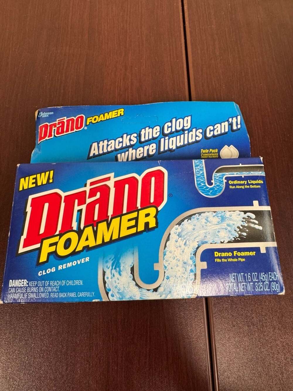 Vintage Drano Foamer Clog Remover Twin Pack Powder Treatments